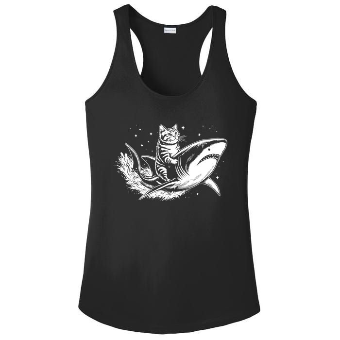 Cute Anime Cat Riding Shark Lover Kawaii Kitten Lover Ladies PosiCharge Competitor Racerback Tank