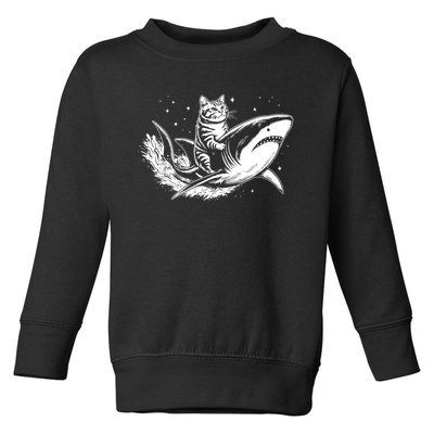 Cute Anime Cat Riding Shark Lover Kawaii Kitten Lover Toddler Sweatshirt