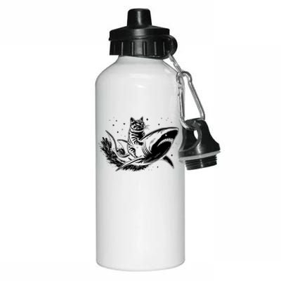 Cute Anime Cat Riding Shark Lover Kawaii Kitten Lover Aluminum Water Bottle