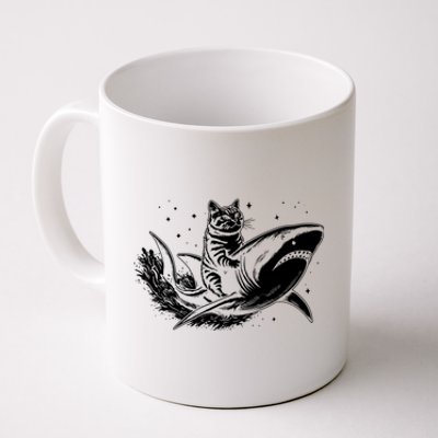 Cute Anime Cat Riding Shark Lover Kawaii Kitten Lover Coffee Mug