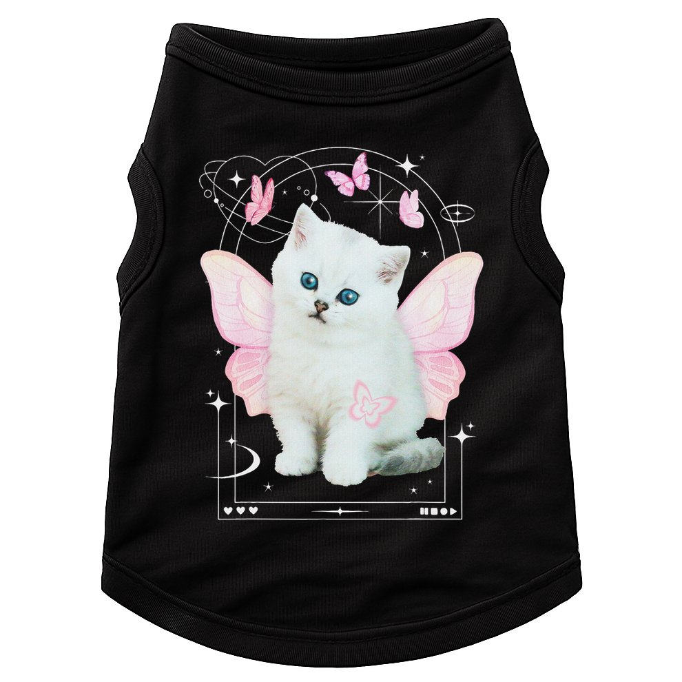 Cute Aesthetic Cat Butterfly Fairy Cyber 2000s Doggie Tank