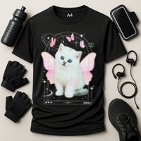 Cute Aesthetic Cat Butterfly Fairy Cyber 2000s Cooling Performance Crew T-Shirt