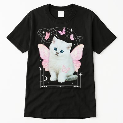 Cute Aesthetic Cat Butterfly Fairy Cyber 2000s Tall T-Shirt