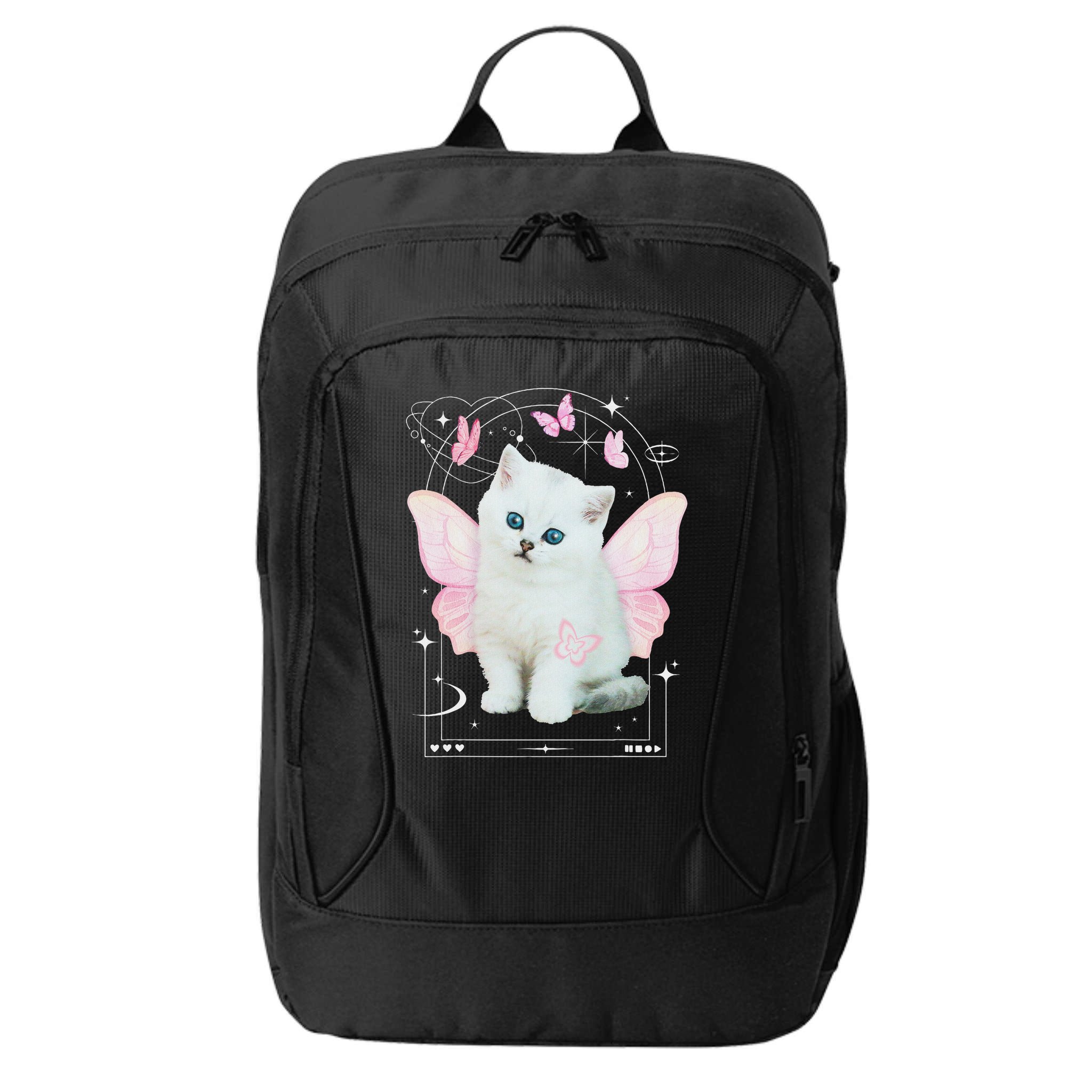 Cute Aesthetic Cat Butterfly Fairy Cyber 2000s City Backpack