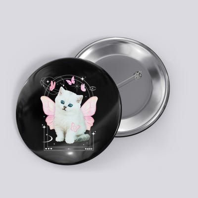 Cute Aesthetic Cat Butterfly Fairy Cyber 2000s Button