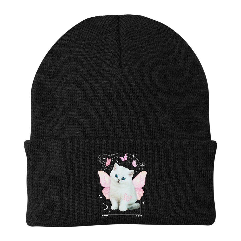 Cute Aesthetic Cat Butterfly Fairy Cyber 2000s Beanie