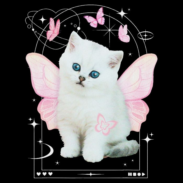 Cute Aesthetic Cat Butterfly Fairy Cyber 2000s Flatbill Hat