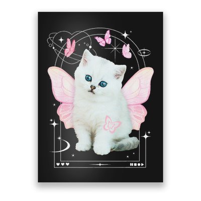 Cute Aesthetic Cat Butterfly Fairy Cyber 2000s Poster