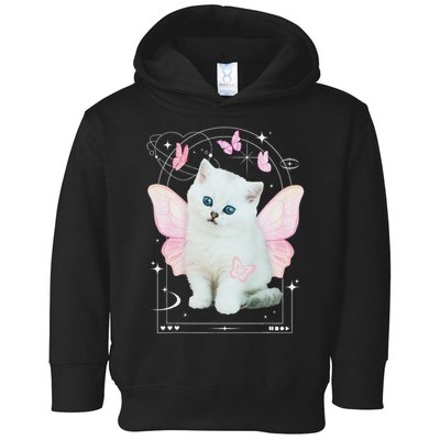 Cute Aesthetic Cat Butterfly Fairy Cyber 2000s Toddler Hoodie
