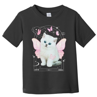 Cute Aesthetic Cat Butterfly Fairy Cyber 2000s Toddler T-Shirt