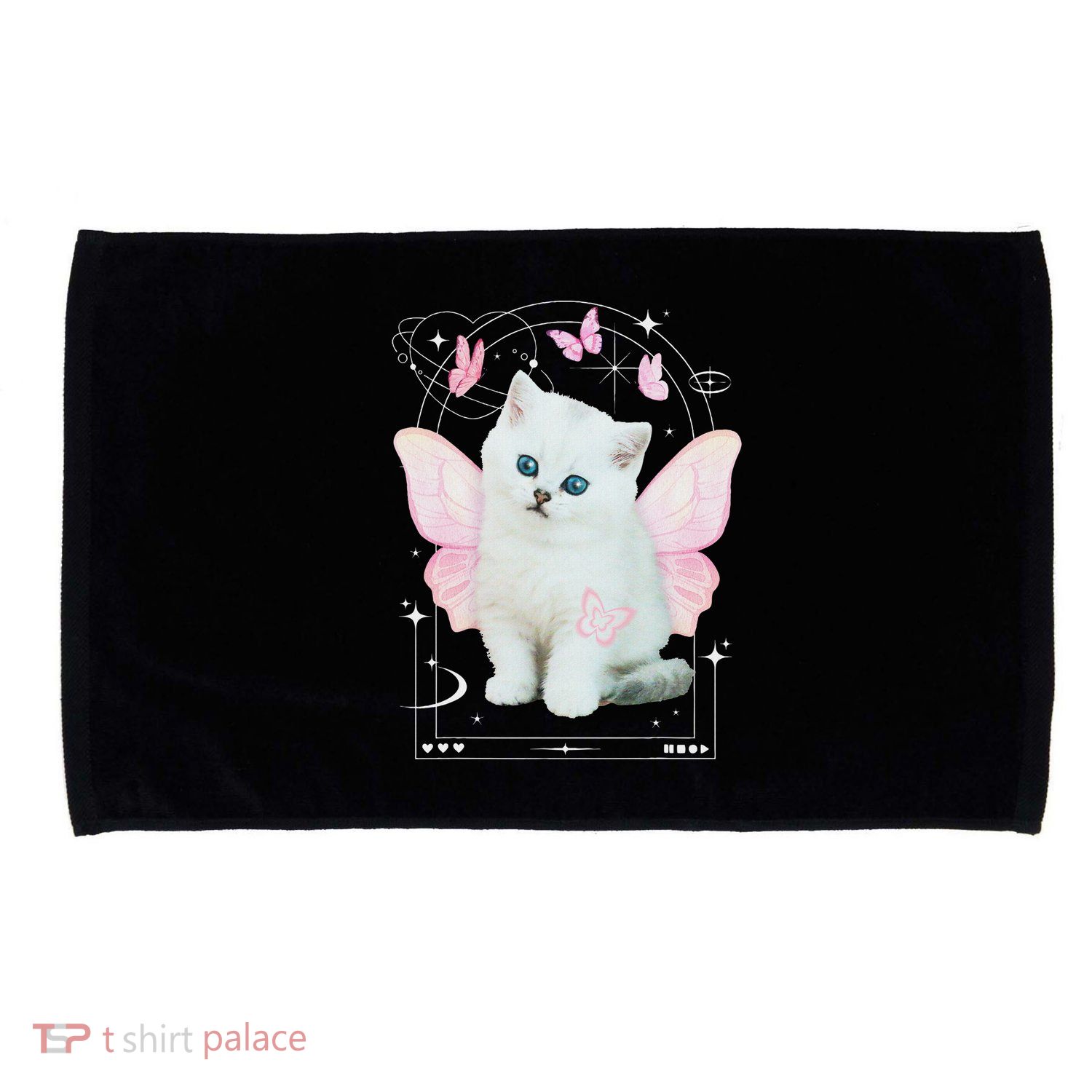 Cute Aesthetic Cat Butterfly Fairy Cyber 2000s Microfiber Hand Towel