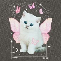Cute Aesthetic Cat Butterfly Fairy Cyber 2000s Cotton Canvas Backpack
