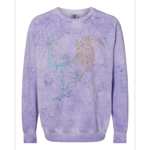 Chicken Art Colorful Rooster Funny Fowl Lovers Outfit Colorblast Crewneck Sweatshirt