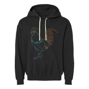 Chicken Art Colorful Rooster Funny Fowl Lovers Outfit Garment-Dyed Fleece Hoodie