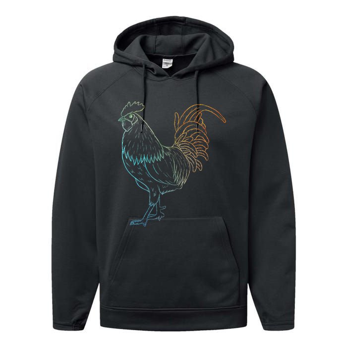 Chicken Art Colorful Rooster Funny Fowl Lovers Outfit Performance Fleece Hoodie