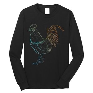 Chicken Art Colorful Rooster Funny Fowl Lovers Outfit Long Sleeve Shirt