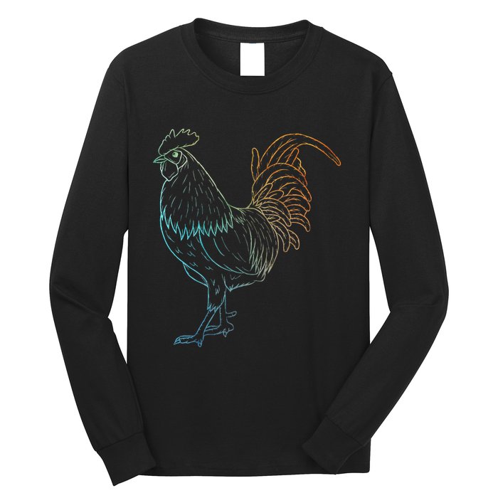 Chicken Art Colorful Rooster Funny Fowl Lovers Outfit Long Sleeve Shirt