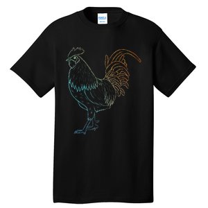 Chicken Art Colorful Rooster Funny Fowl Lovers Outfit Tall T-Shirt