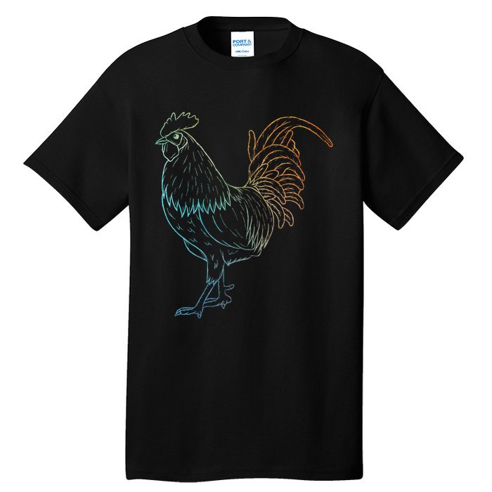 Chicken Art Colorful Rooster Funny Fowl Lovers Outfit Tall T-Shirt