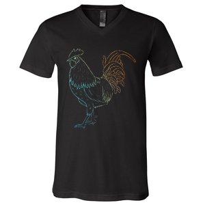 Chicken Art Colorful Rooster Funny Fowl Lovers Outfit V-Neck T-Shirt