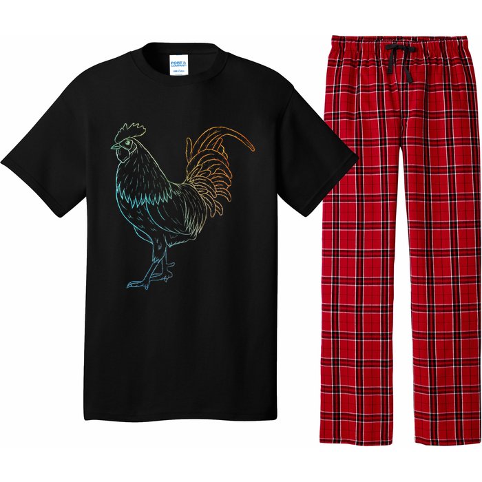 Chicken Art Colorful Rooster Funny Fowl Lovers Outfit Pajama Set