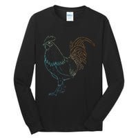 Chicken Art Colorful Rooster Funny Fowl Lovers Outfit Tall Long Sleeve T-Shirt