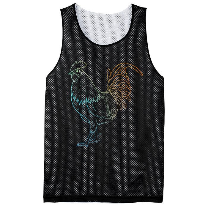 Chicken Art Colorful Rooster Funny Fowl Lovers Outfit Mesh Reversible Basketball Jersey Tank