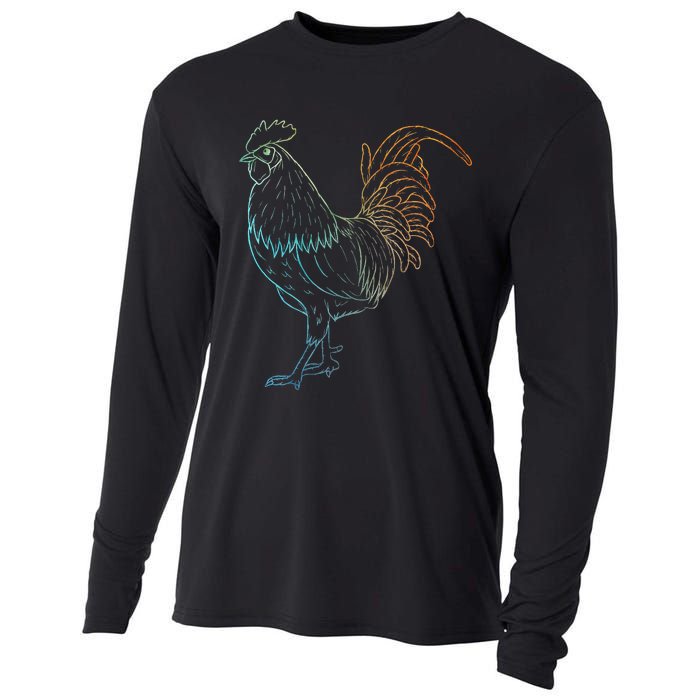 Chicken Art Colorful Rooster Funny Fowl Lovers Outfit Cooling Performance Long Sleeve Crew