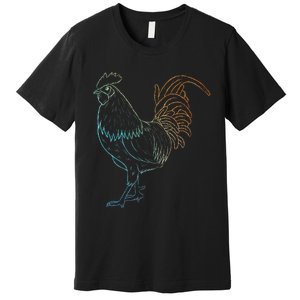 Chicken Art Colorful Rooster Funny Fowl Lovers Outfit Premium T-Shirt