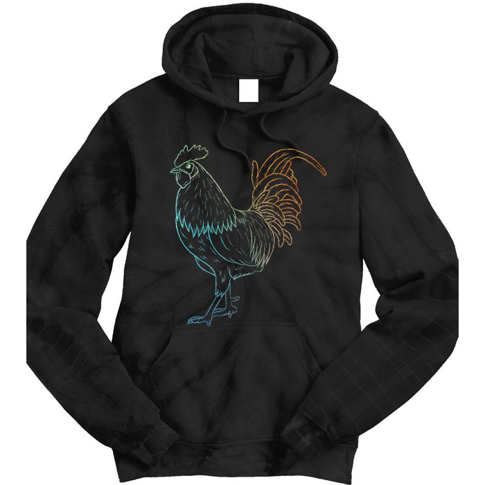 Chicken Art Colorful Rooster Funny Fowl Lovers Outfit Tie Dye Hoodie