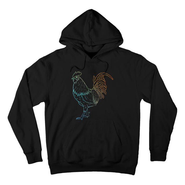 Chicken Art Colorful Rooster Funny Fowl Lovers Outfit Tall Hoodie