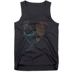 Chicken Art Colorful Rooster Funny Fowl Lovers Outfit Tank Top