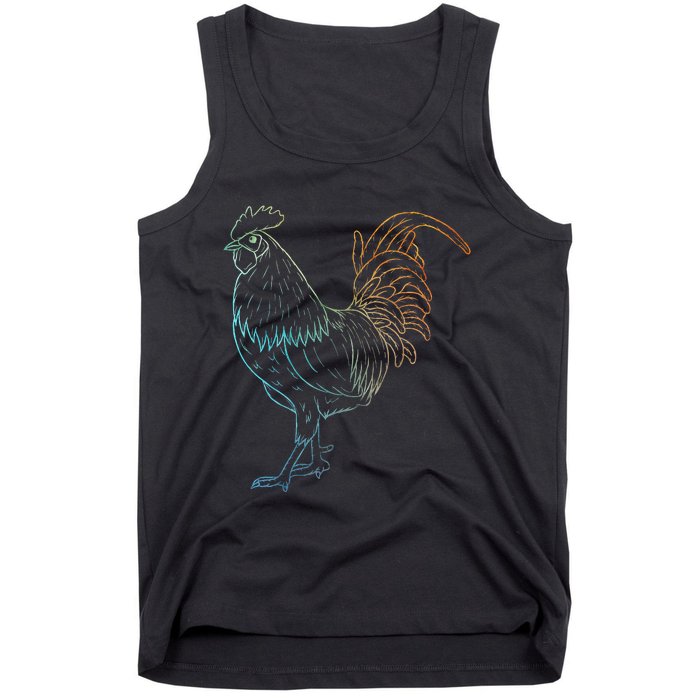 Chicken Art Colorful Rooster Funny Fowl Lovers Outfit Tank Top