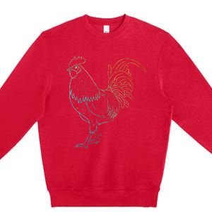 Chicken Art Colorful Rooster Funny Fowl Lovers Outfit Premium Crewneck Sweatshirt