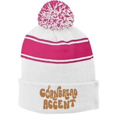 Cornbread Accent Stripe Pom Pom Beanie