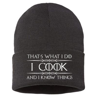 Chef And Cook Gifts I Cook And I Know Things Funny Cooking Sustainable Knit Beanie