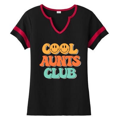 Cool Aunt Club Groovy Retro Cool Aunties Club Gift Ladies Halftime Notch Neck Tee