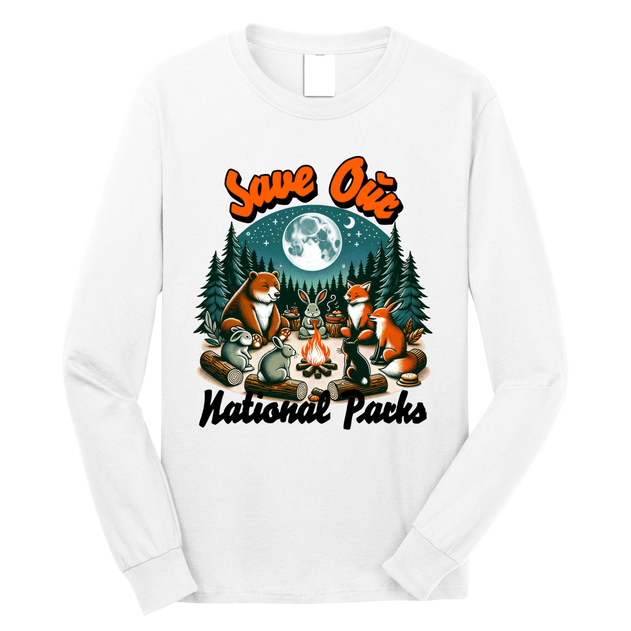 Cute Animals Camping Save Our National Parks Long Sleeve Shirt