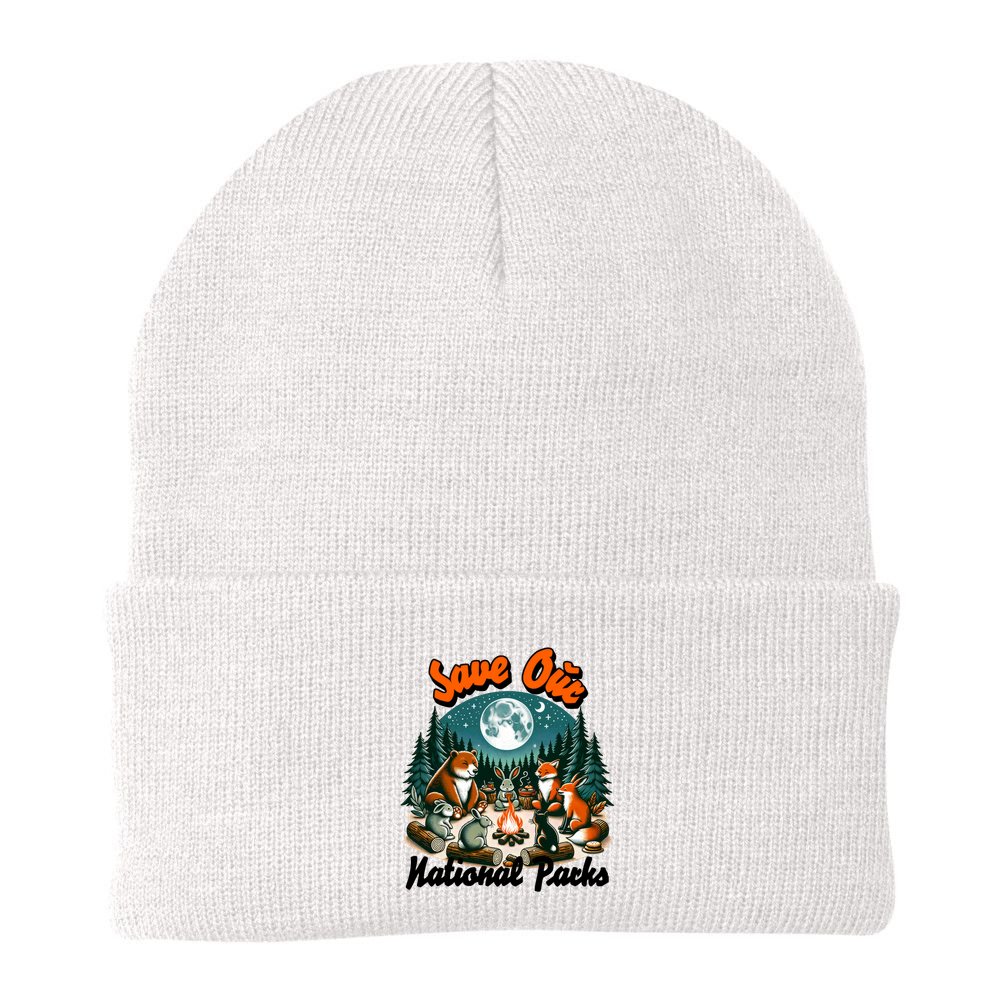 Cute Animals Camping Save Our National Parks Beanie
