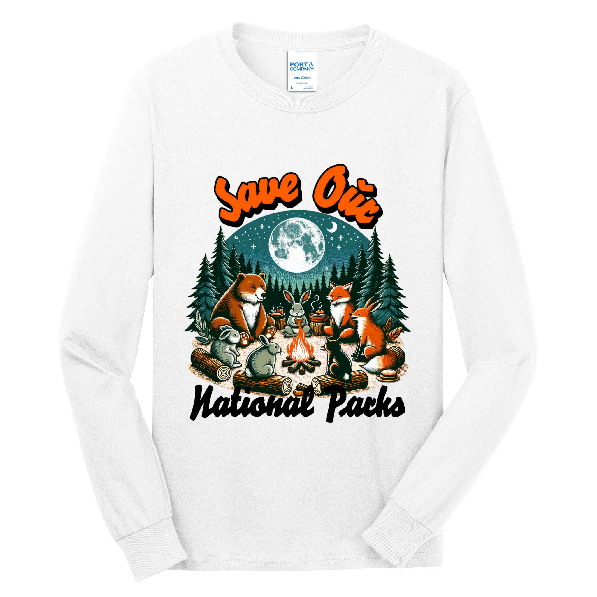 Cute Animals Camping Save Our National Parks Tall Long Sleeve T-Shirt