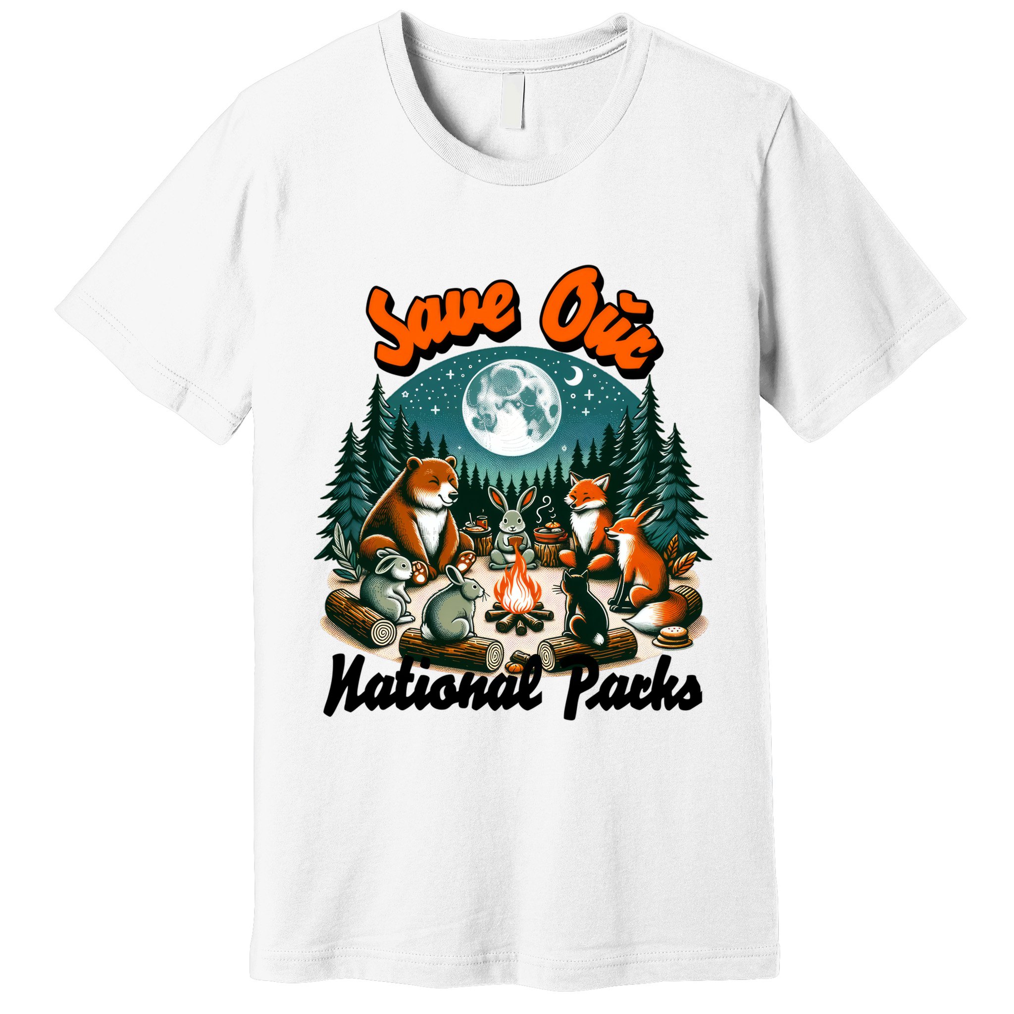 Cute Animals Camping Save Our National Parks Premium T-Shirt