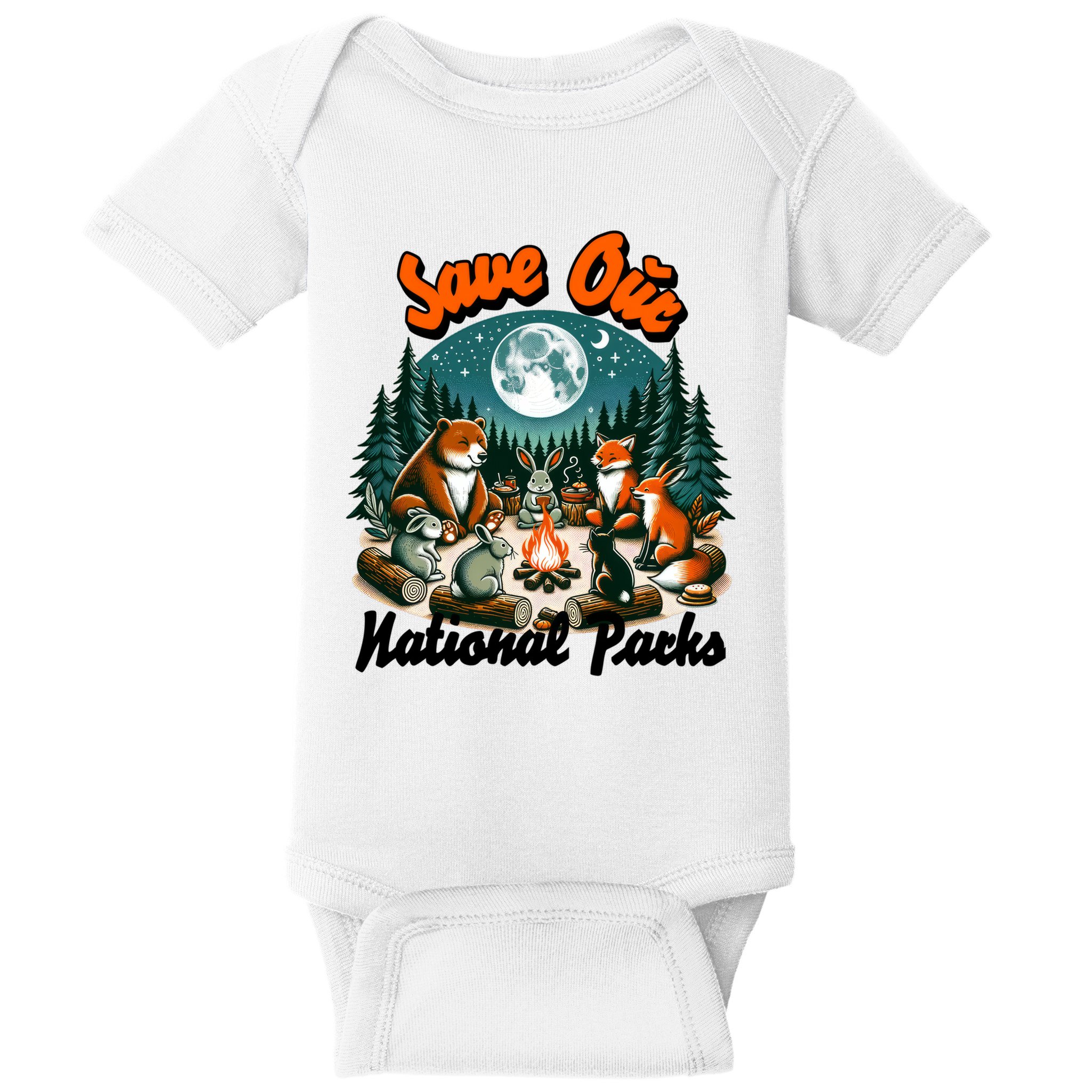 Cute Animals Camping Save Our National Parks Baby Bodysuit