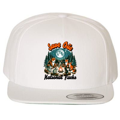 Cute Animals Camping Save Our National Parks Wool Snapback Cap