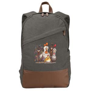 Chicken Art Crazy Chicken Gifts For Women Boy Family Cotton Canvas Backpack