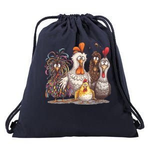 Chicken Art Crazy Chicken Gifts For Women Boy Family Drawstring Bag