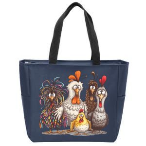 Chicken Art Crazy Chicken Gifts For Women Boy Family Zip Tote Bag