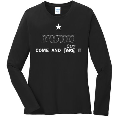 Come And Cut It Border Razor Wire Cutting Us Border Crossing Ladies Long Sleeve Shirt