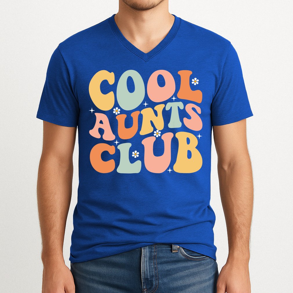 Cool Aunt Club Mothers Day For Auntie Funny Family Matching Great Gift V-Neck T-Shirt