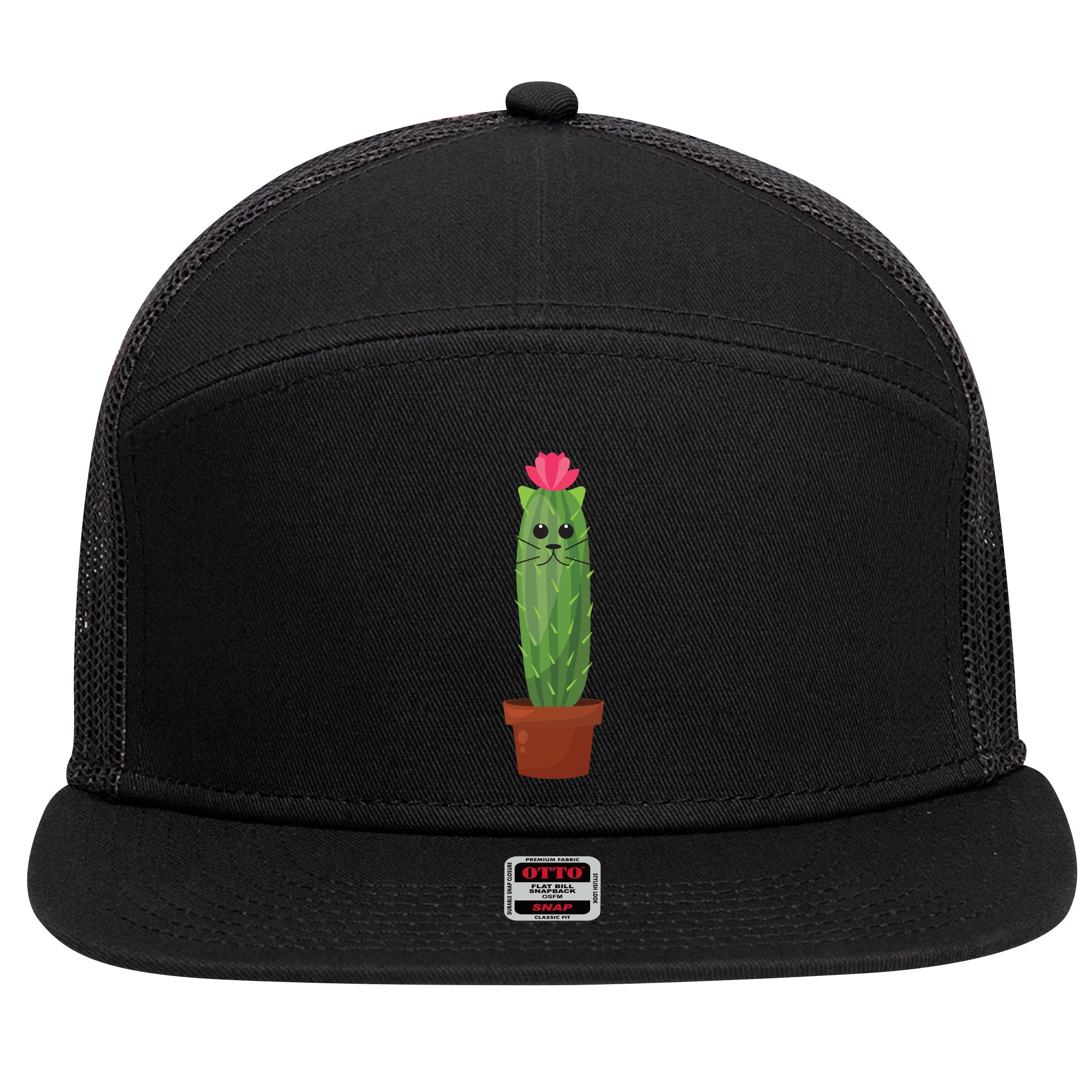 Catus: Funny Cat Cactus 7 Panel Mesh Trucker Snapback Hat