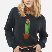 Catus: Funny Cat Cactus Cropped Pullover Crew